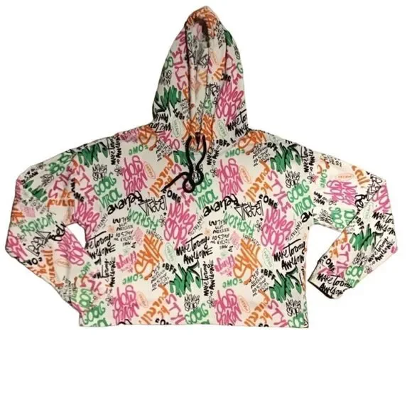 Almost Famous Graffiti Crop Hoodie XL - Picture 1 of 4